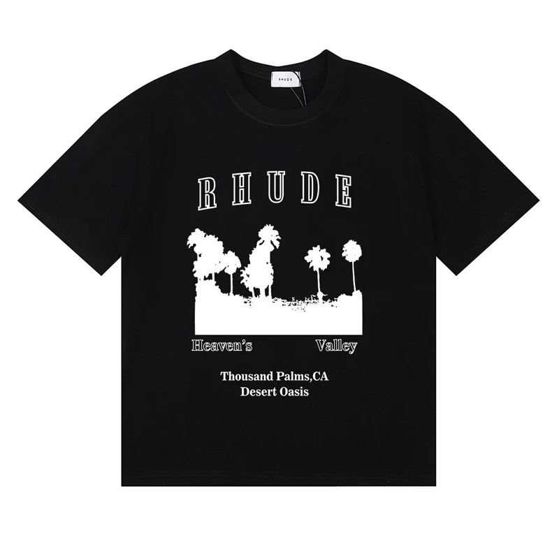 Street Fashion Brand Logo - ファッショナブルなブランド Rhude Tシャツ夏カジュアルロゴプリント半袖男性女性ハイストリート Tシャツ