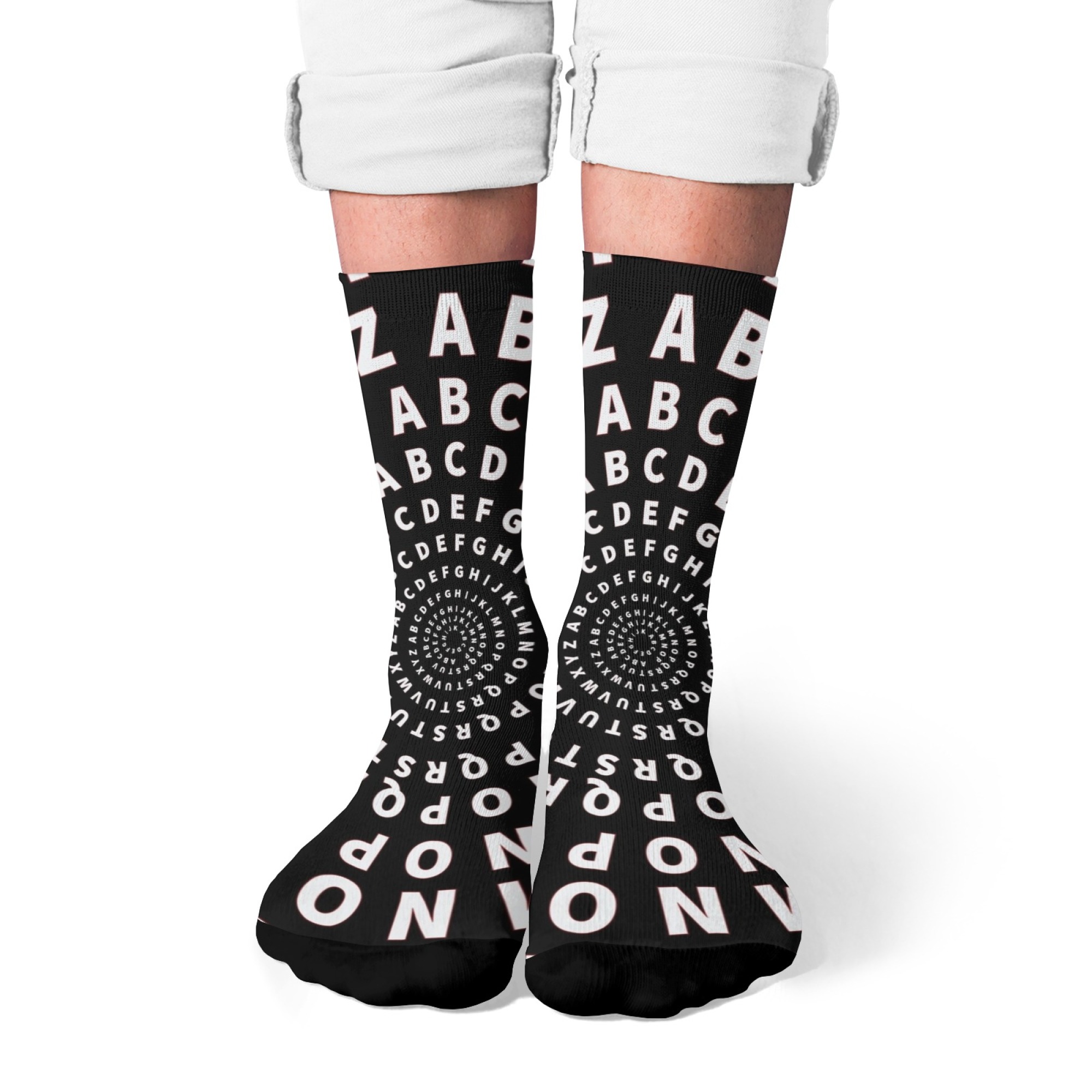Quirky Street Fashion - 楽しい小説風レタープリントメンズソックス滑り止め肌に優しい通気性ソックス風変わりなファッションストリートヒップホップレトロコンプレッションソックス