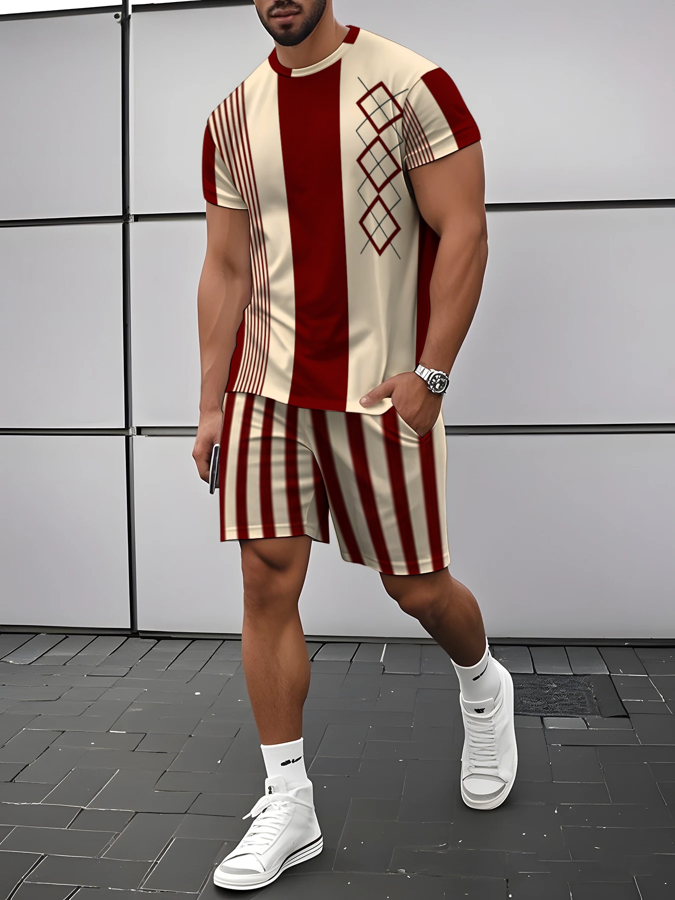 Street Fashion For 2026 - 2026年夏新作メンズ半袖ショートパンツセット - ストリートカジュアルファッション 快適なソフト素材 3Dデジタルパターンプリント