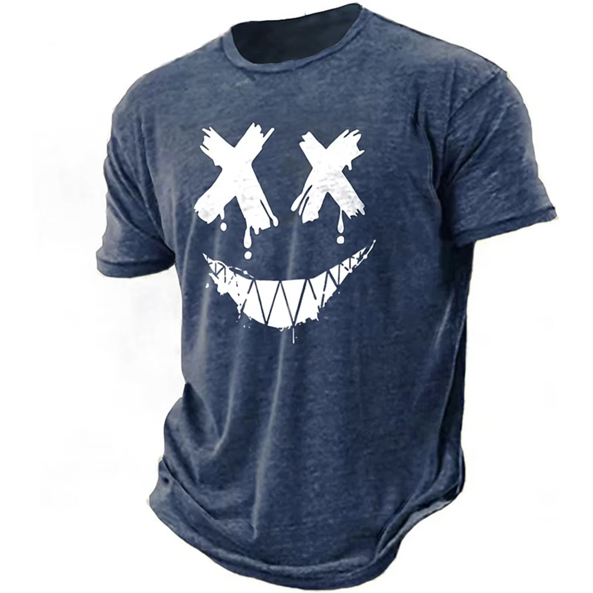 Street Fashion Definition - メンズ3DスマイルTシャツと高精細ユーモラスなレトロプリントのラウンドネック半袖ストリートフィットネスカジュアルトップスの組み合わせ