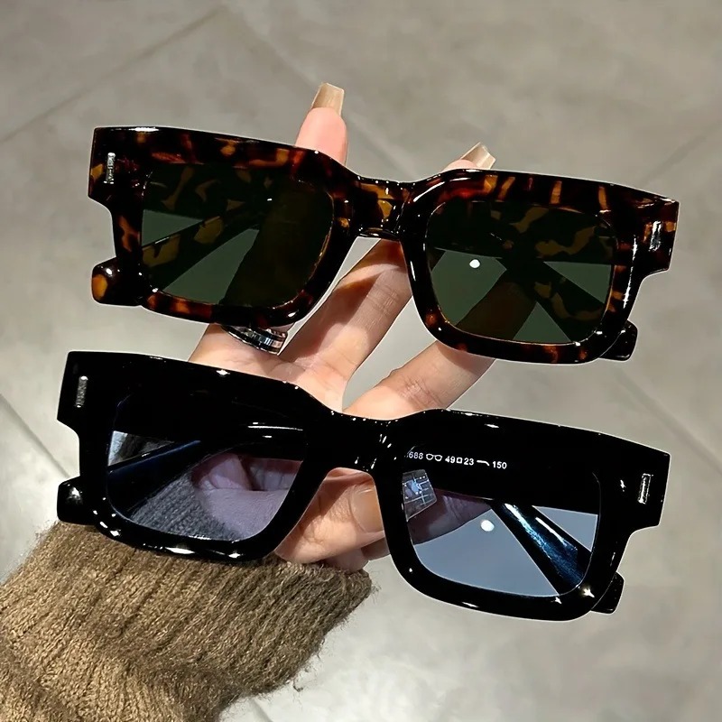 Street Fashion Brands - 豪華な長方形サングラス女性男性ファッションブランドデザイナーカジュアルサングラス女性男性プラスチック屋外眼鏡