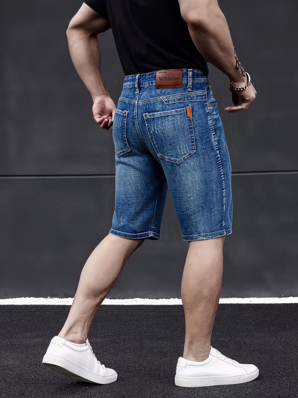 Street Fashion Jeans - Wthinlee 新しいビジネスメンズジーンズカジュアルストレートストレッチファッションクラシックブルーブラックメンズサマーデニムショートパンツ膝丈