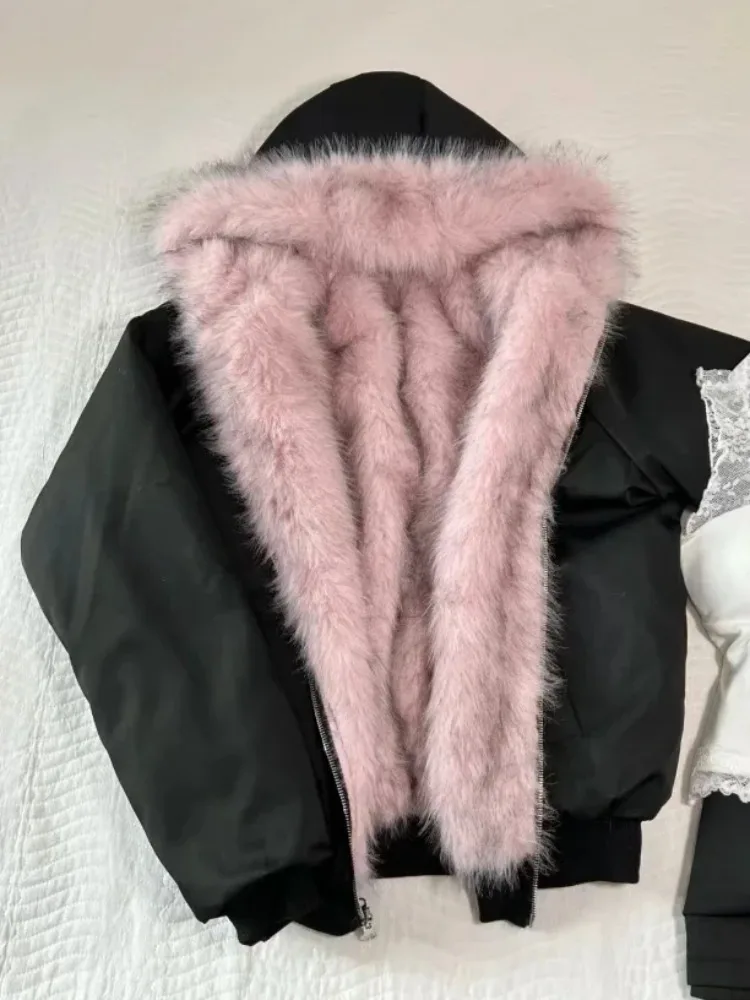 Street Fashion Korean Girl - 女性用フード付きファーコート,ヴィンテージアメリカンジャケット,女の子用スパイスデザインジャケット,韓国ファッション,y2k婦人服,ハイストリート,冬