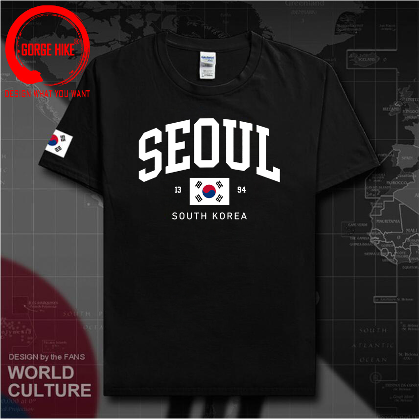 Street Fashion Of Seoul - ソウル韓国旗ユニセックス Tシャツヴィンテージクラシックファッションストリートトップス男性女性高品質綿ストリートファッション Tシャツ