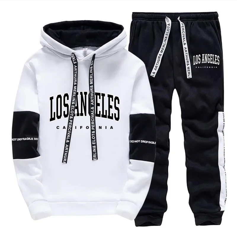 Street Fashion For 2026 - 2026年メンズファッショントラックスーツ カジュアルフード付きスウェットシャツ アウトドアスポーツジョギング メンズウェア デイリーストリート シングルフーディーパンツ