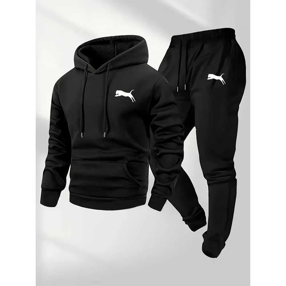 Street Fashion Outfit - 2026年売れ筋メンズフード付きスウェット＆パンツセットカジュアルトラックスーツストリートウェアスポーツウェアフィットネスジョガー服上下セット