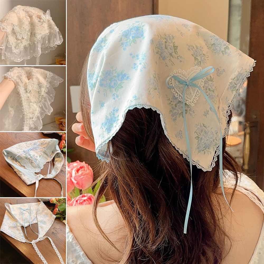マルチカラーレースバタフライヘッドバンド、ヘアスカーフ、フロ - French Street Fashion のレビューと価格