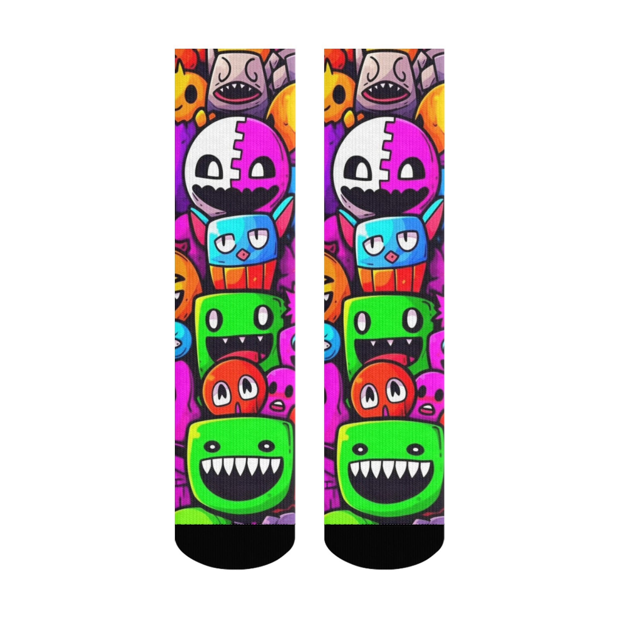 斬新で楽しいモンスタープリントのメンズソックス 柔らかく肌に - Quirky Street Fashion のレビューと価格