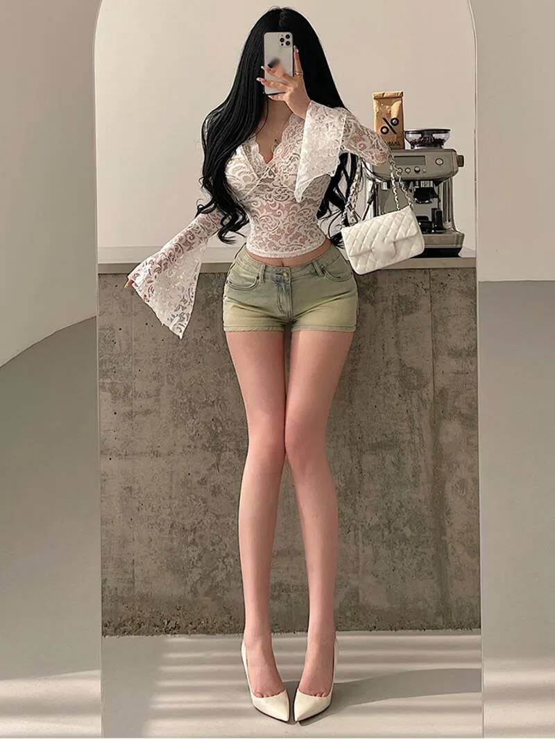 韓国マンガホットガールセクシータイトストレッチカウボーイショ - Street Fashion Korean Girl のレビューと価格