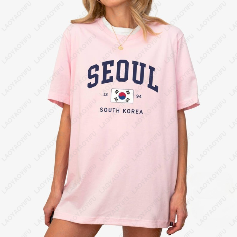ソウル韓国旗ユニセックス Tシャツヴィンテージクラシックファ - Street Fashion Of Seoul のレビューと価格