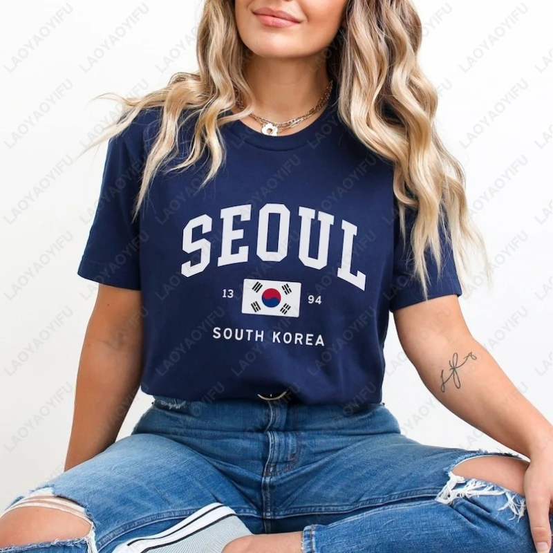 ソウル韓国旗ユニセックス Tシャツヴィンテージクラシックファ - Street Fashion Of Seoul のレビューと価格