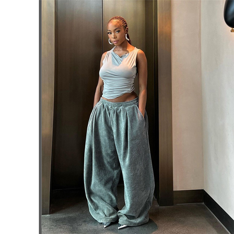 女性のパンツ服秋と冬の女性の新しいファッションコーデュロイス - Street Fashion Shoot のレビューと価格