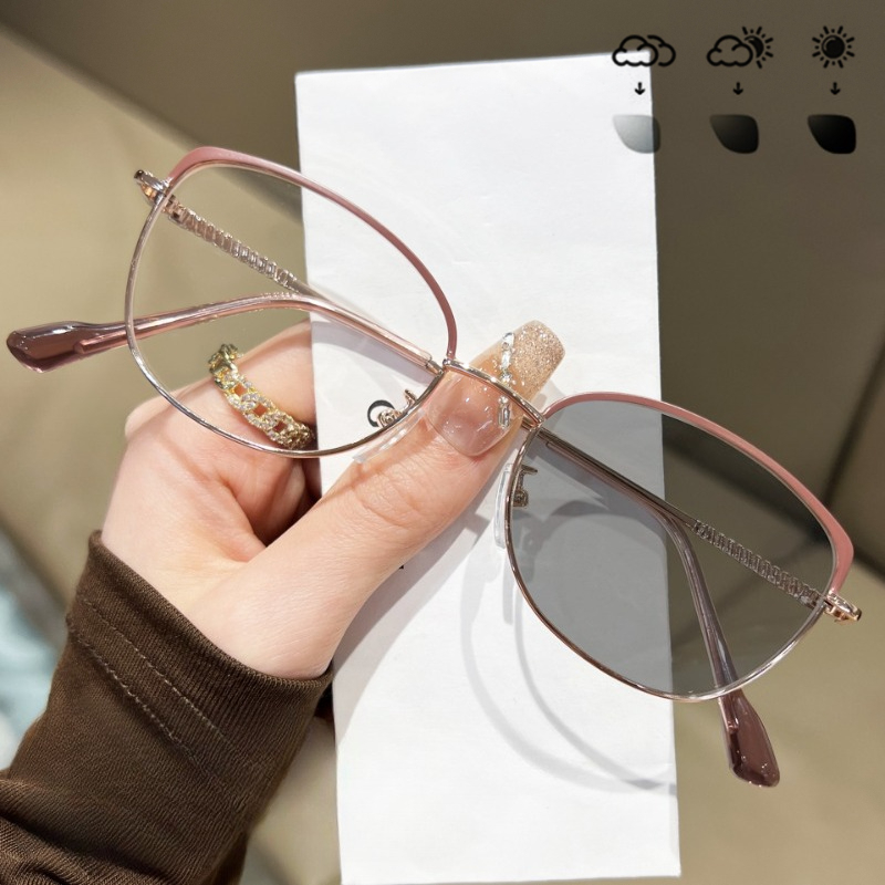 超軽量メタルフレームフォトクロミック近視メガネストリートスタ - Street Fashion Definition のレビューと価格