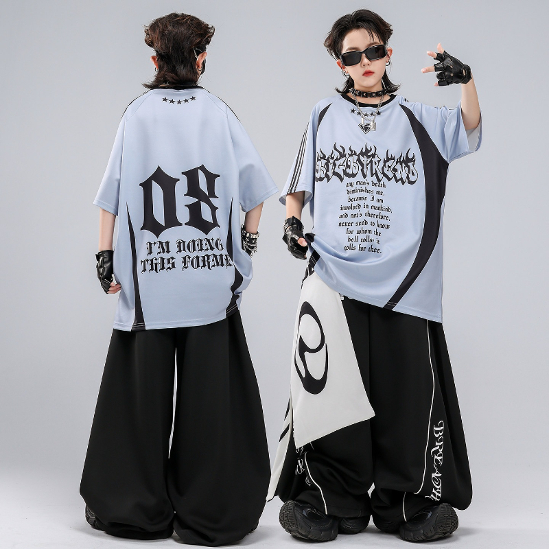 ヒップホップ K-POP レッドTシャツ バギーパンツ ボー - Street Fashion For Boy のレビューと価格