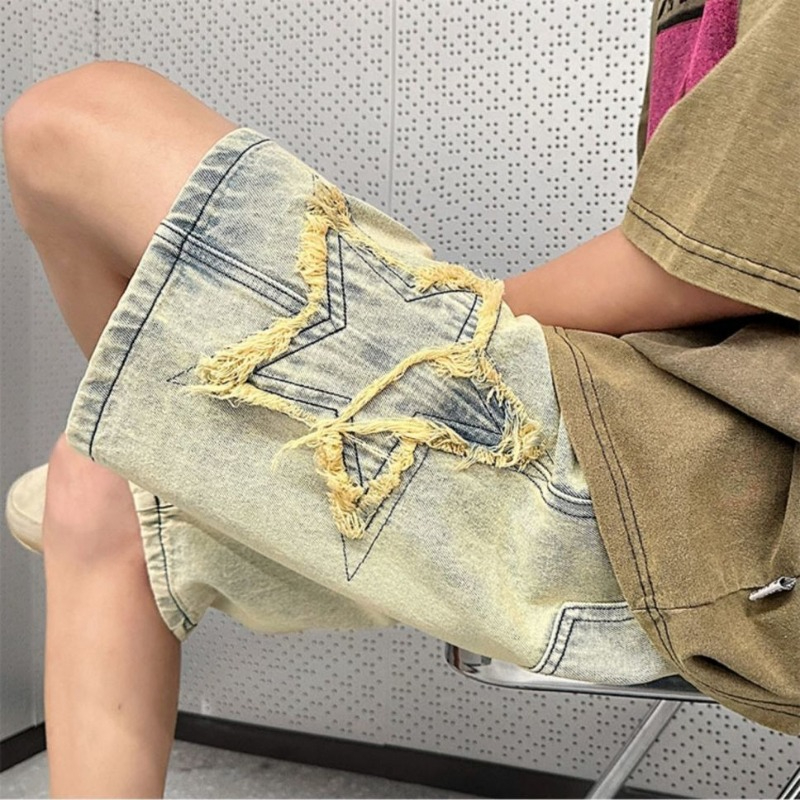 レトロカジュアルルーズフィットメンズデニムショーツミッドレン - Street Fashion Hong Kong のレビューと価格