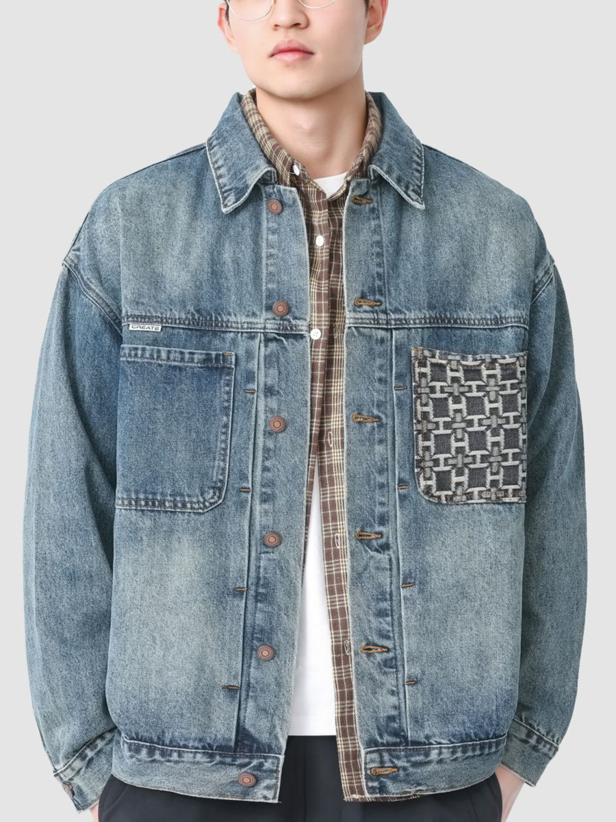 メンズヴィンテージデニムジャケット,刺embroideryポ - Street Fashion Hong Kong のレビューと価格