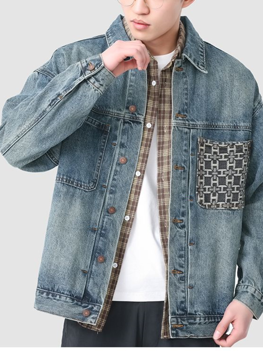 メンズヴィンテージデニムジャケット,刺embroideryポ - Street Fashion Hong Kong のレビューと価格