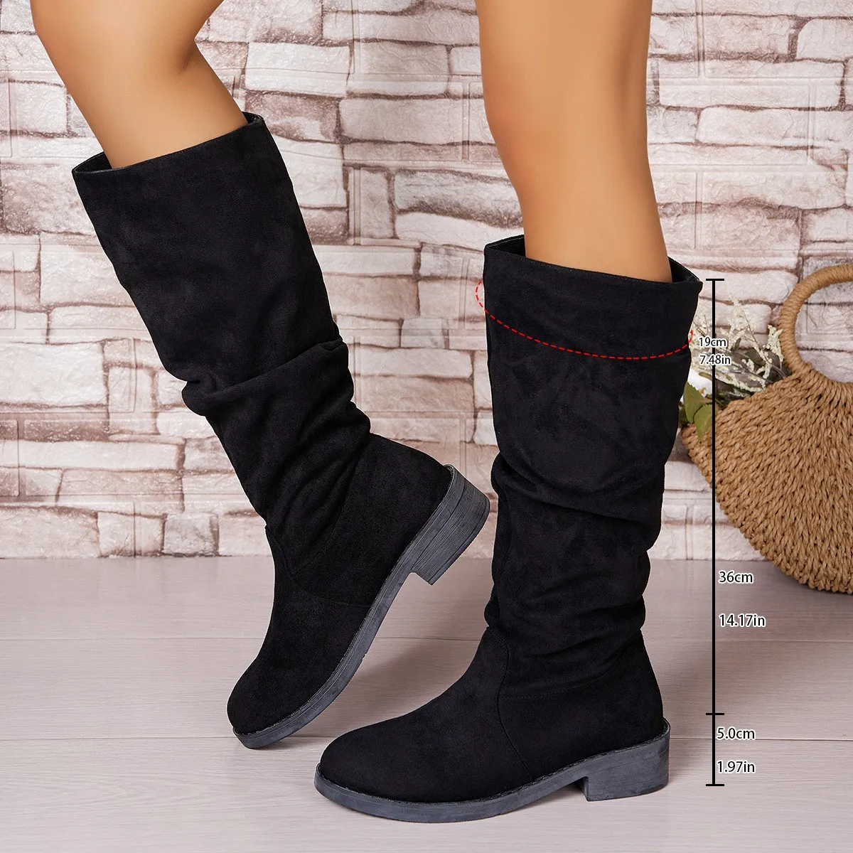 プリーツブーツ レディース フェイクスエード フロックニーハ - Street Fashion Winter のレビューと価格