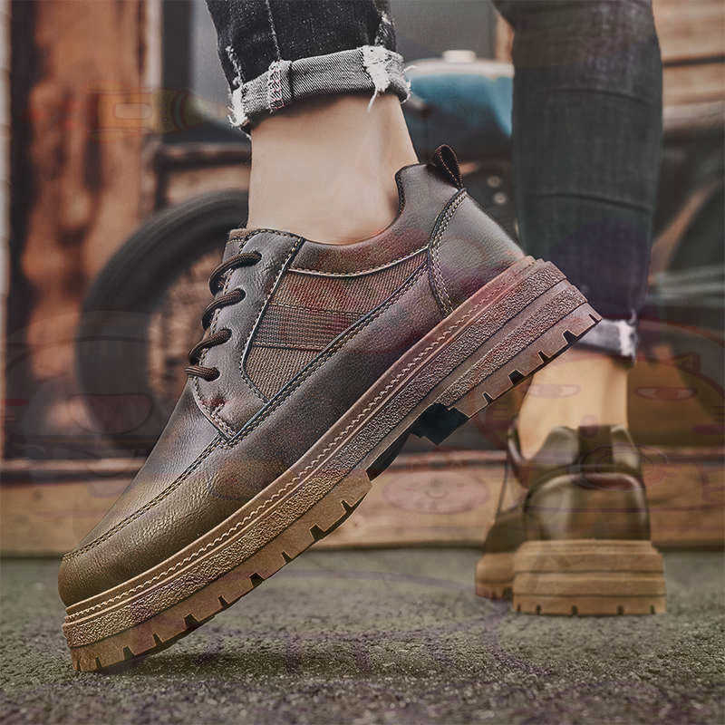 ダーク天然皮革ファッショントレーナーテニスメンズスニーカーフ - Street Fashion Vietnam のレビューと価格