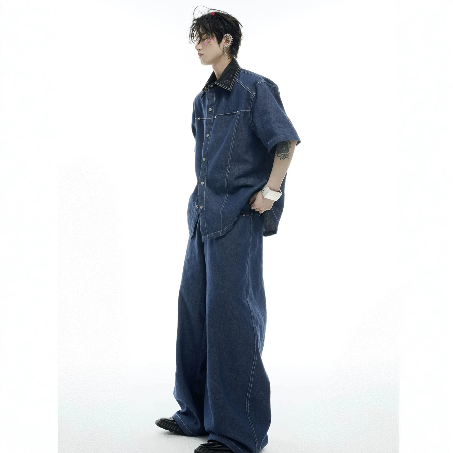 夏のメンズデニムマッチングセットアメリカンファッションハイス - Street Fashion Jeans のレビューと価格