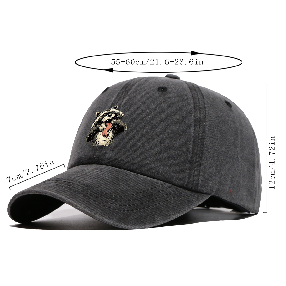 1pc 風変わりな笑顔のアライグマプリント野球帽、トレンディ - Quirky Street Fashion のレビューと価格