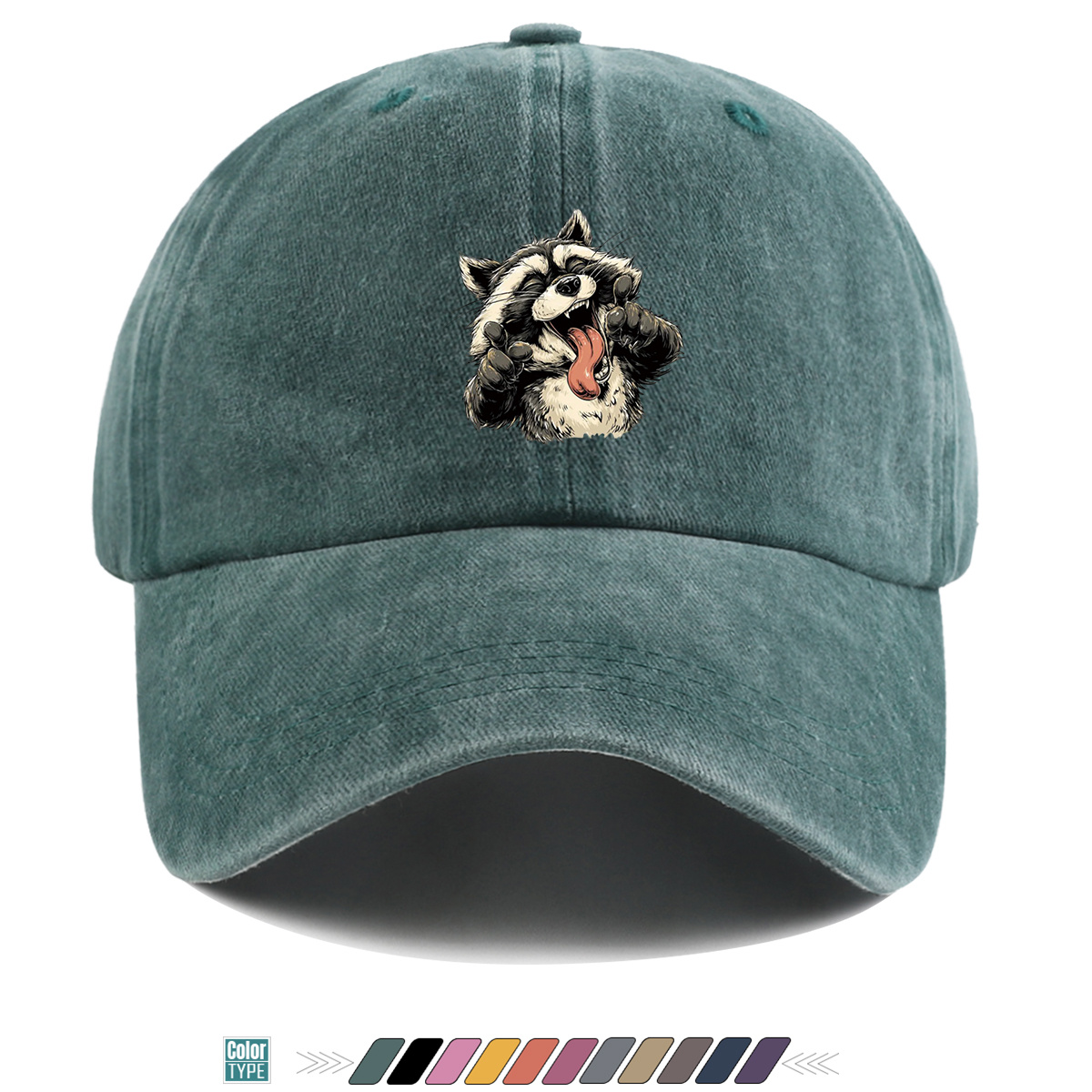 1pc 風変わりな笑顔のアライグマプリント野球帽、トレンディ - Quirky Street Fashion のレビューと価格