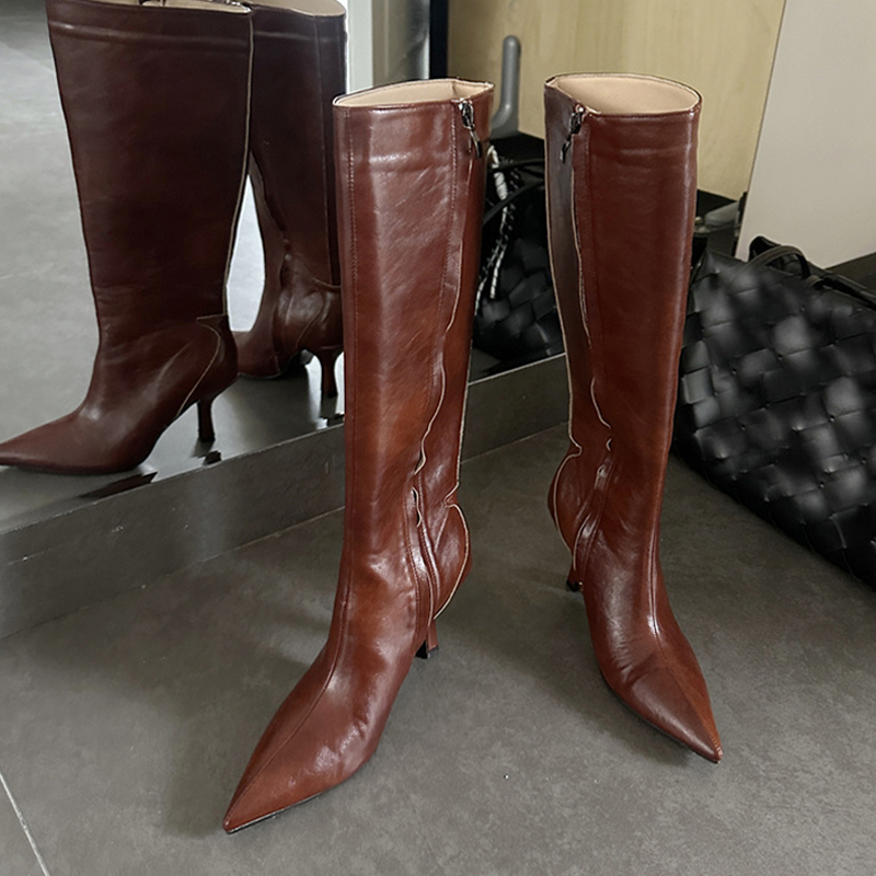 Liyke 高品質ソフト居心地の良い革ポインテッドトゥニーハ - Street Fashion Winter のレビューと価格