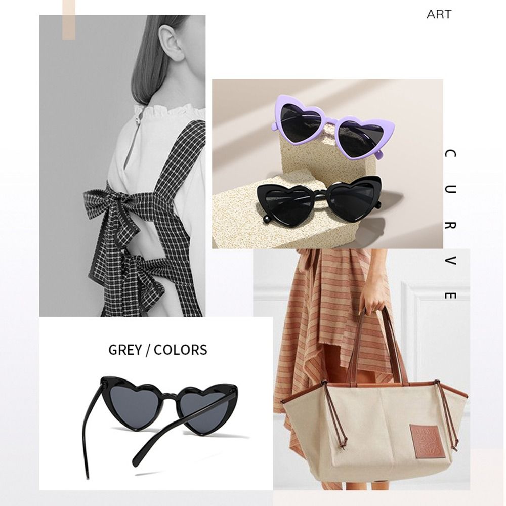 女性のためのハート型サングラス,UV保護,ヴィンテージ,不規 - Street Fashion Shoot のレビューと価格
