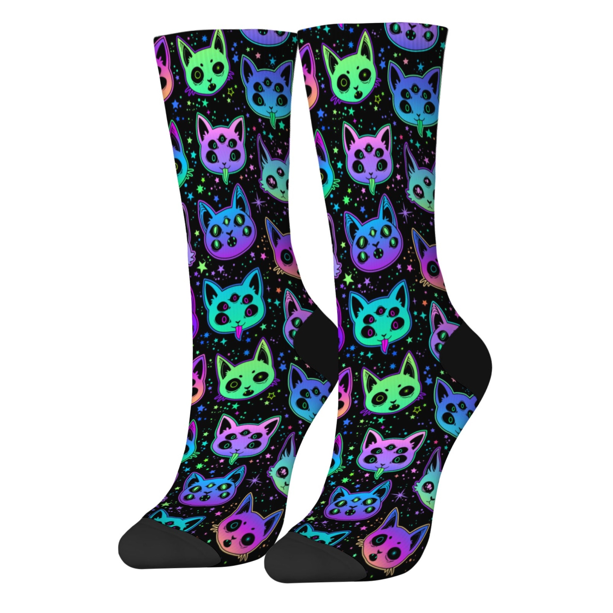 ファンタジー悪魔猫ノベルティ面白い靴下快適な通気性ノンスリッ - Street Fashion Youtube のレビューと価格