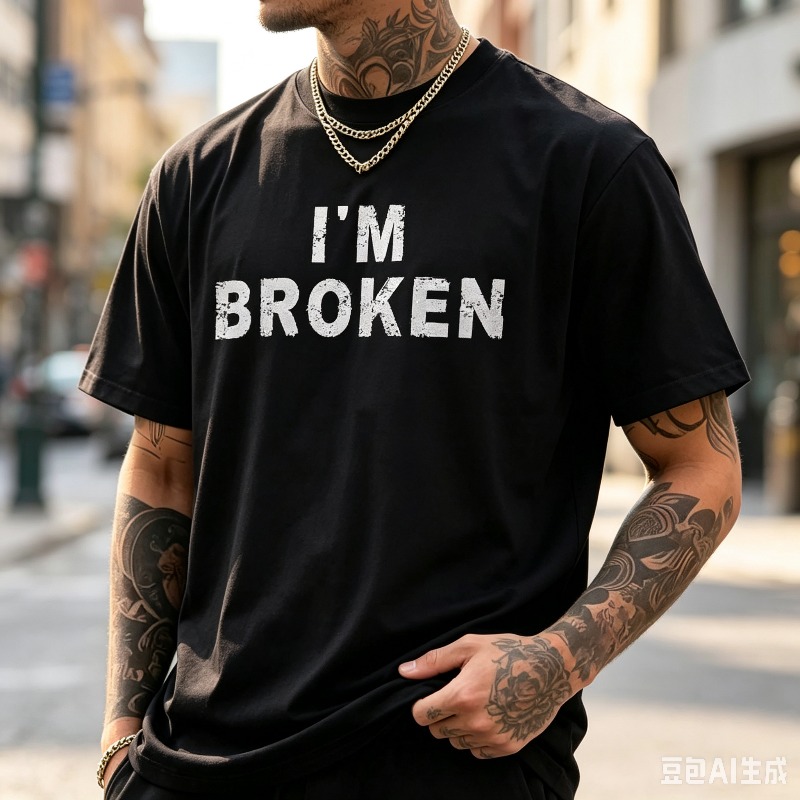 ディストレスト クオート メンズ Tシャツ I'M BROK - Street Style Fashion Quotes のレビューと価格