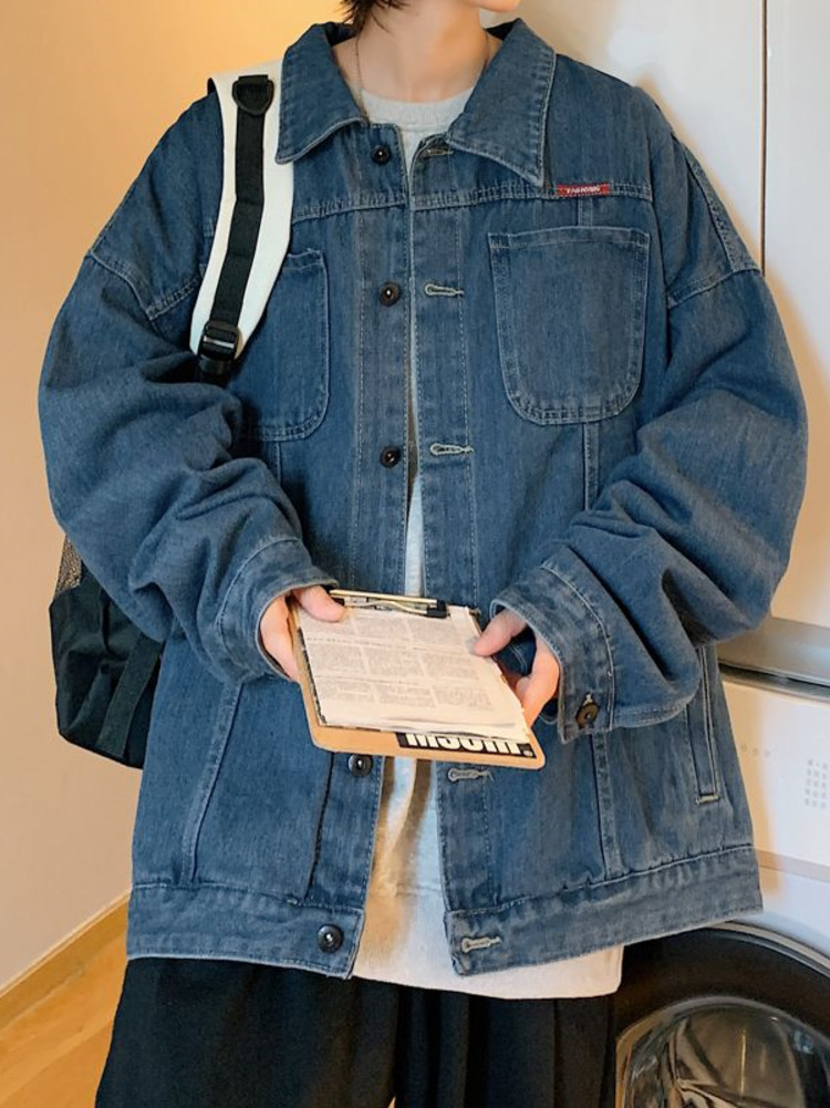 シックなヒップホップ西海岸デニムジャケット男性ファッションハ - Street Fashion Hong Kong のレビューと価格