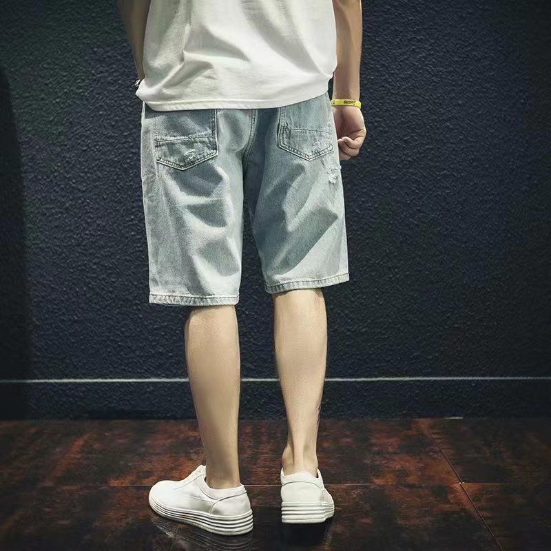 夏のメンズデニムショートパンツレトロリップド香港ファッション - Street Fashion Hong Kong のレビューと価格