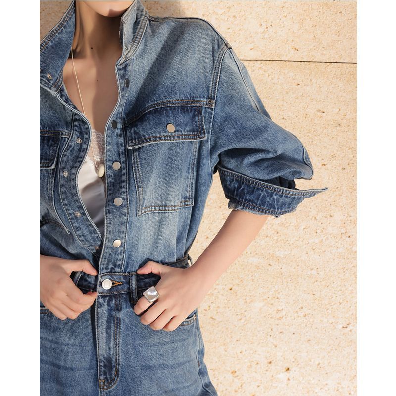レトロファッション万能デニムジャンプスーツ レディース 新作 - Street Fashion Jeans のレビューと価格