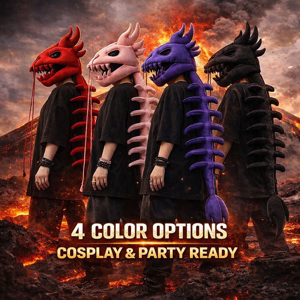 ドラゴンスカルスパインプラッシュフード ロング恐竜スケルトン - Street Fashion Shoot のレビューと価格
