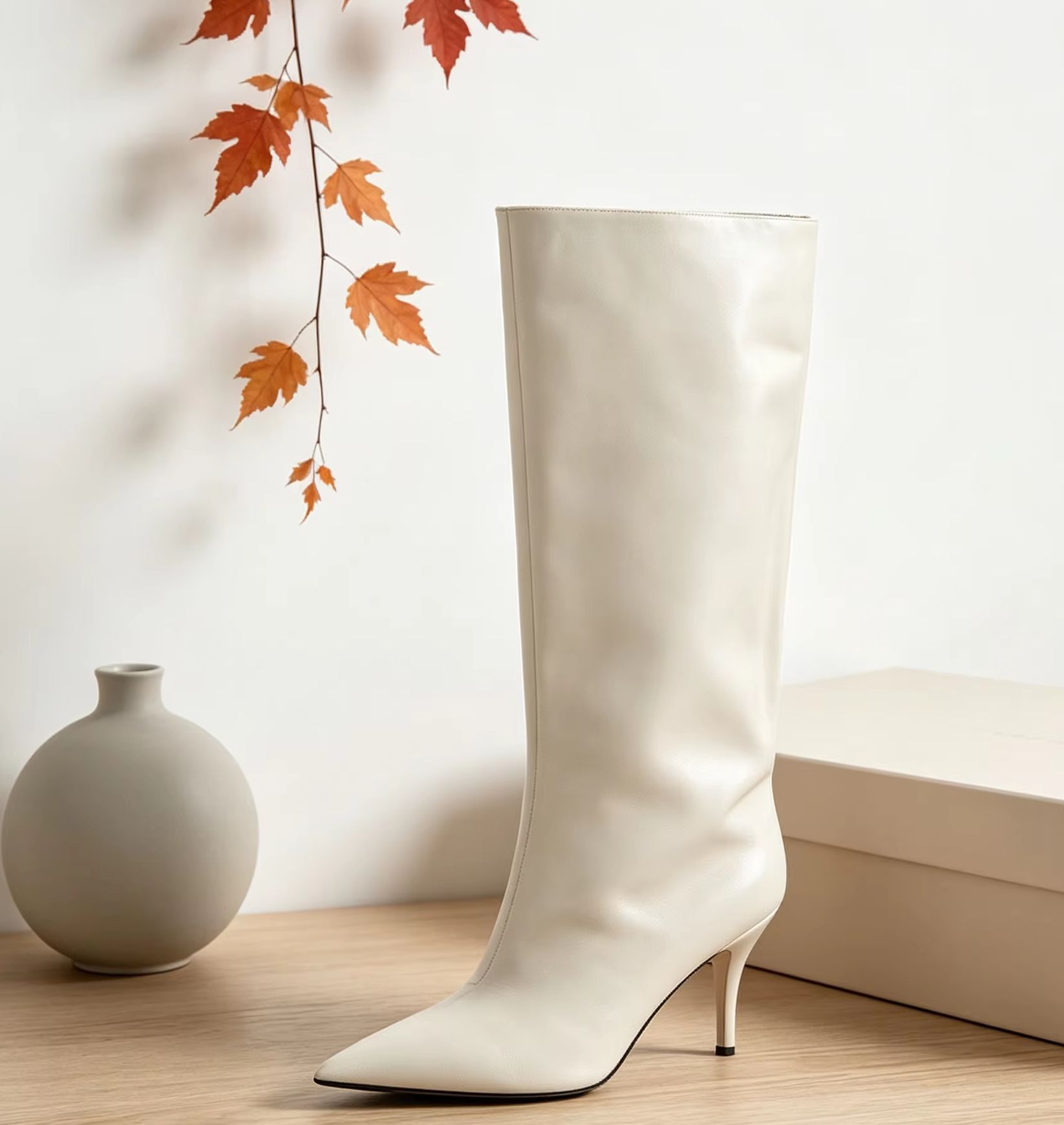 スラウチワイドカフニーハイブーツ、ポインテッドトゥ、スティレ - Street Fashion Winter のレビューと価格