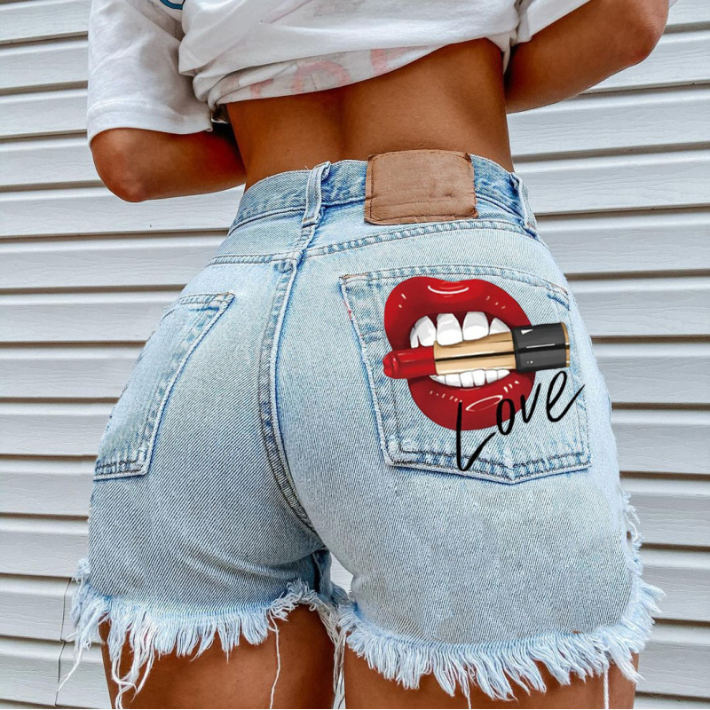 夏のトレンドレディースリップスティックストリートスタイルシャ - Street Fashion Jeans のレビューと価格