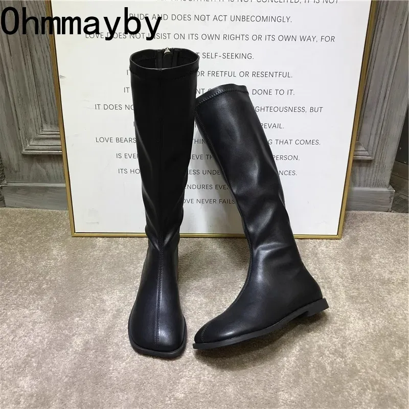 女性用ニーハイブーツ,スクエアトゥシューズ,ロングブーツ,モ - Street Fashion Winter のレビューと価格