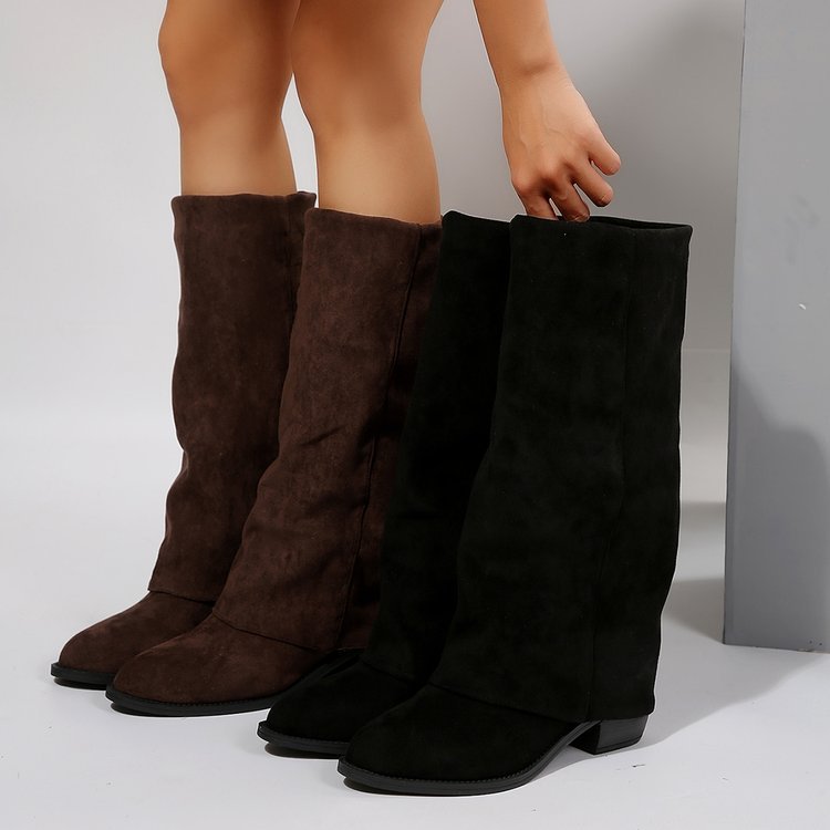 女性のニーハイブーツ秋のファッションポインテッドトゥの靴クラ - Street Fashion Winter のレビューと価格