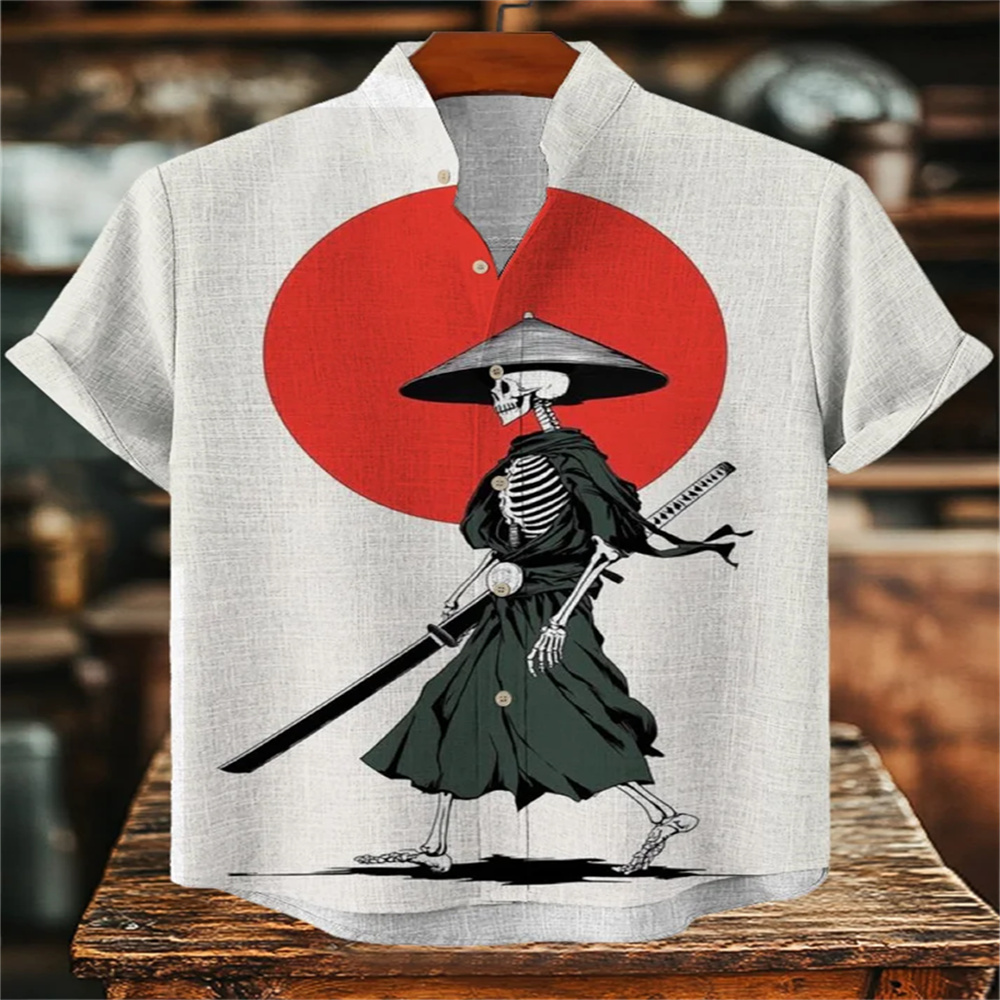 メンズストリートスタイル半袖シャツ、個性的な黒猫とサメ柄のカ - Quirky Street Fashion のレビューと価格
