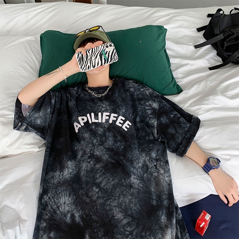 黒タイダイ半袖 Tシャツメンズファッションブランド夏トレンデ - Street Fashion Hong Kong のレビューと価格