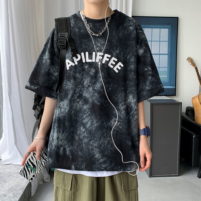 黒タイダイ半袖 Tシャツメンズファッションブランド夏トレンデ - Street Fashion Hong Kong のレビューと価格