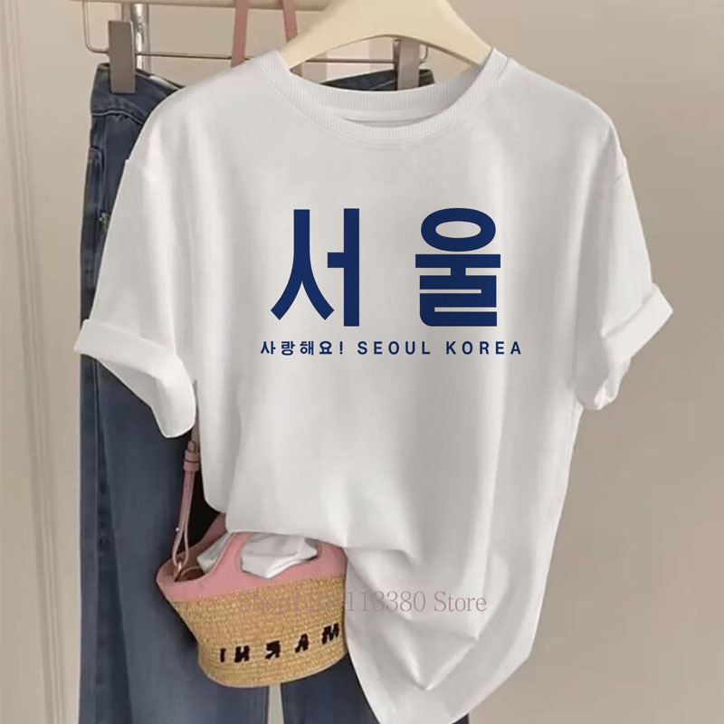 ソウル韓国グラフィックプリント Tシャツ女性のための夏のカジ - Street Fashion Of Seoul のレビューと価格