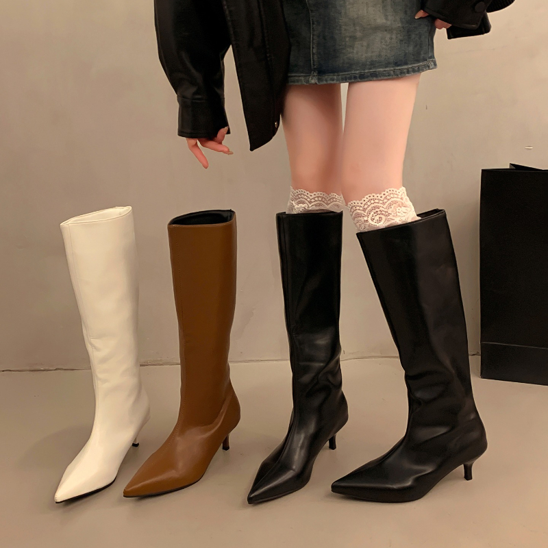 秋冬ナイトクラブ用細ヒールポインテッドトゥレディースニーハイ - Street Fashion Winter のレビューと価格
