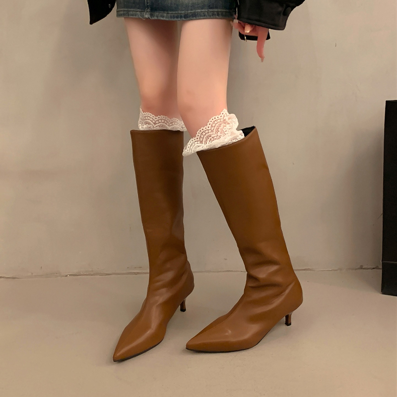 秋冬ナイトクラブ用細ヒールポインテッドトゥレディースニーハイ - Street Fashion Winter のレビューと価格