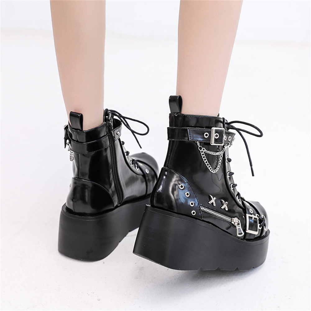 女性の足首の靴,ファッショナブルなバックル,ジッパー,パンク - Street Fashion Brands のレビューと価格