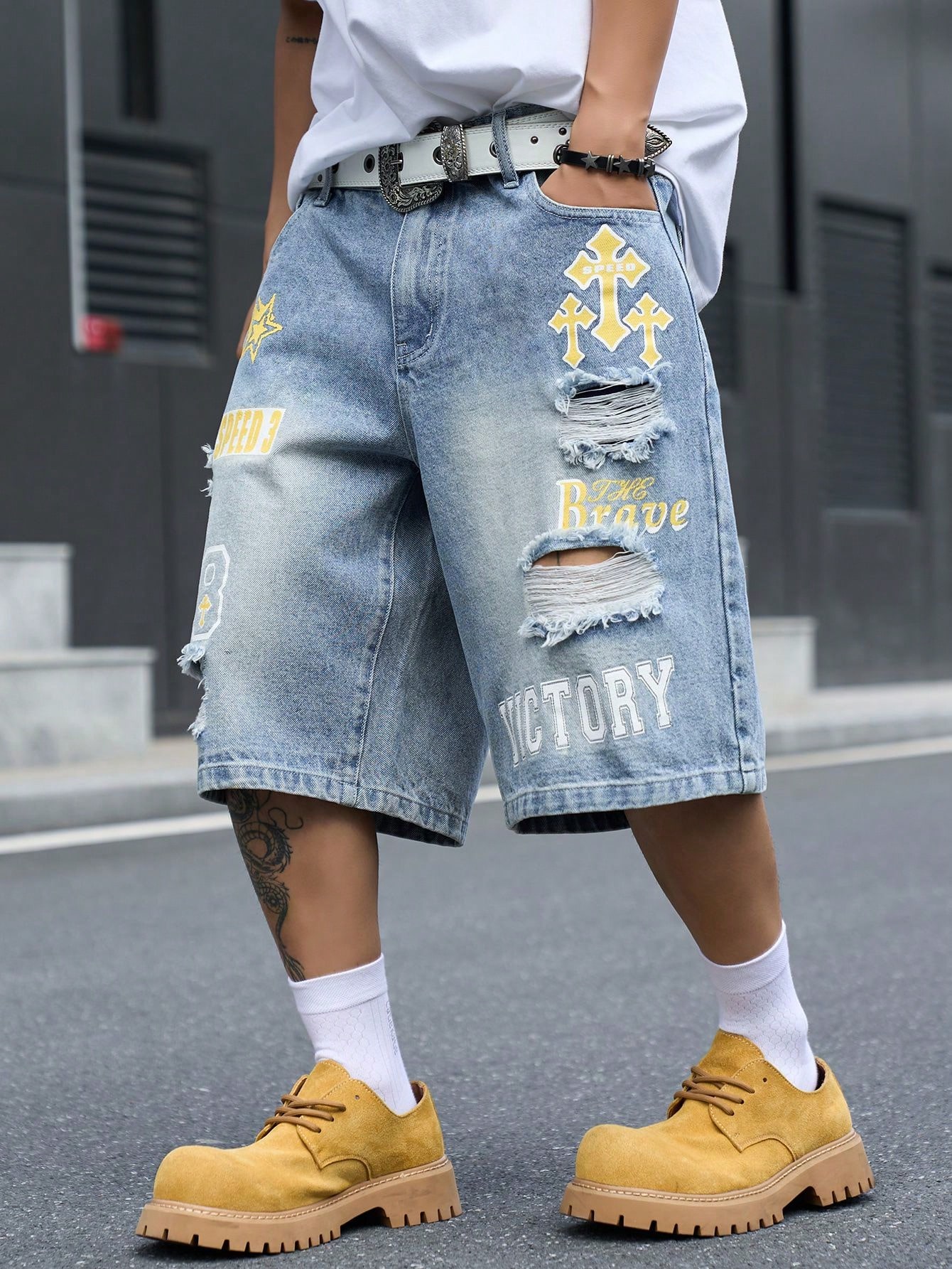 メンズ ルーズフィット デニム バミューダ ショーツ、ヴィン - Street Fashion Jeans のレビューと価格