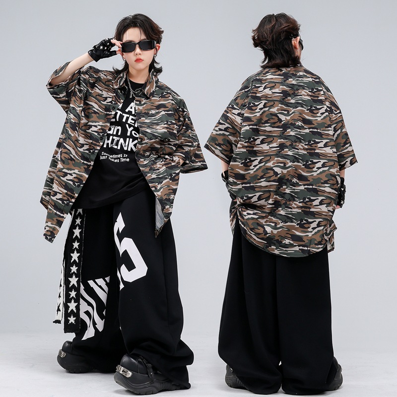 男の子向け新作ヒップホップ服 ストリートダンス半袖トップス  - Street Fashion For Boy のレビューと価格