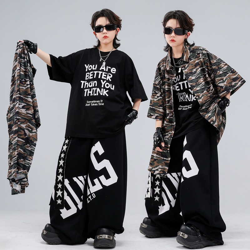 男の子向け新作ヒップホップ服 ストリートダンス半袖トップス  - Street Fashion For Boy のレビューと価格