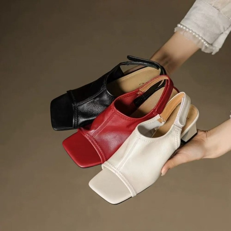フランス風超ソフトレザー スクエアトゥ ローマンオープントゥ - French Street Fashion のレビューと価格